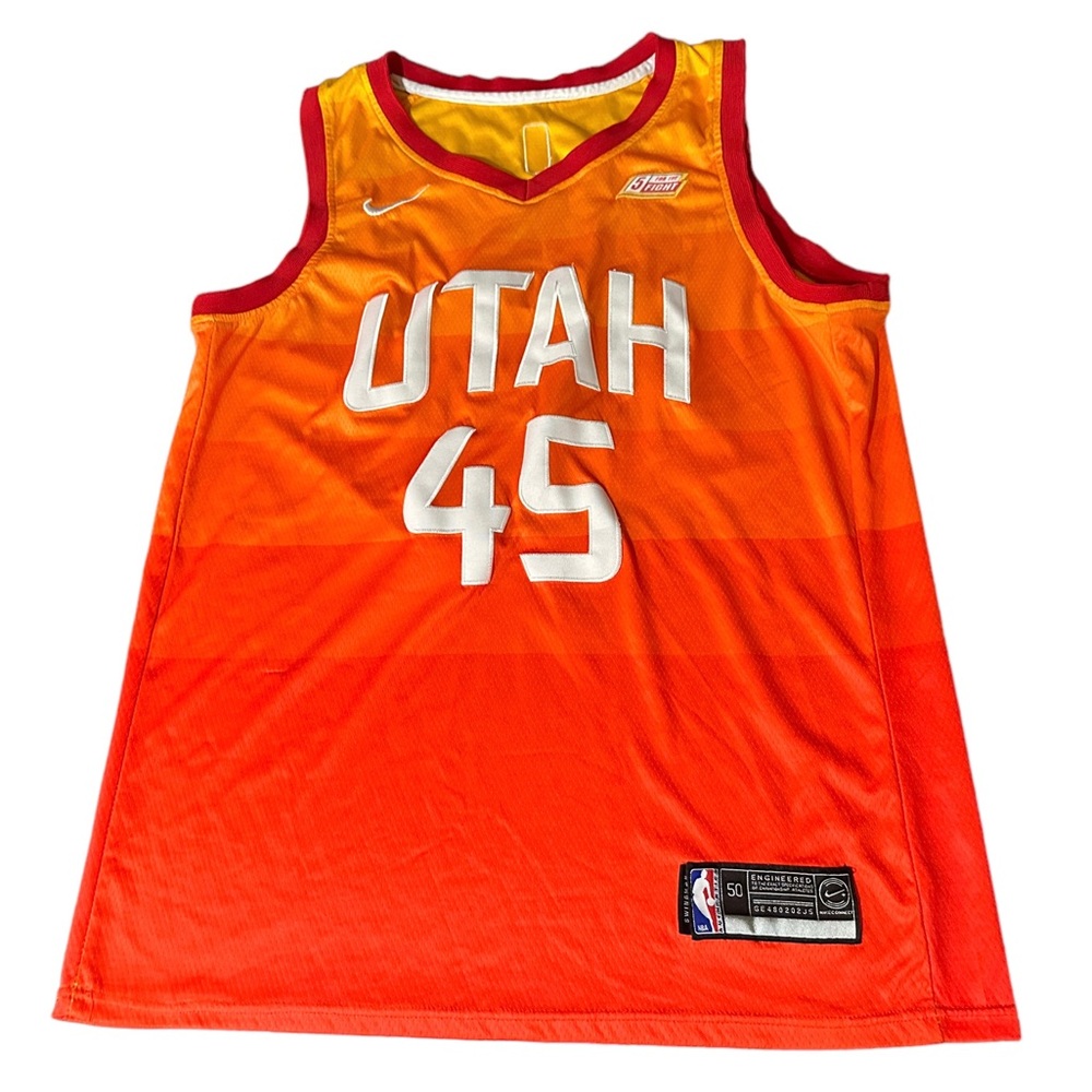 Nike Donovan Mitchell Utah Jazz #45 Orange Gradient City Swingman‎ Jersey Sz 50